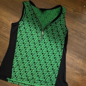 Worhtington Green and Black Sleeveless Jaguar Top